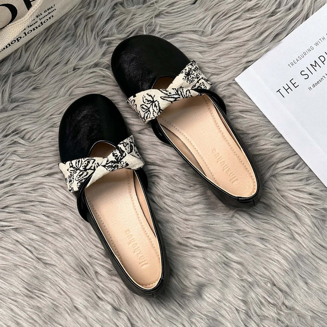 羊皮版~法式绝美晚晚鞋配裙子的黑色平底浅口单鞋女夏季2025新款