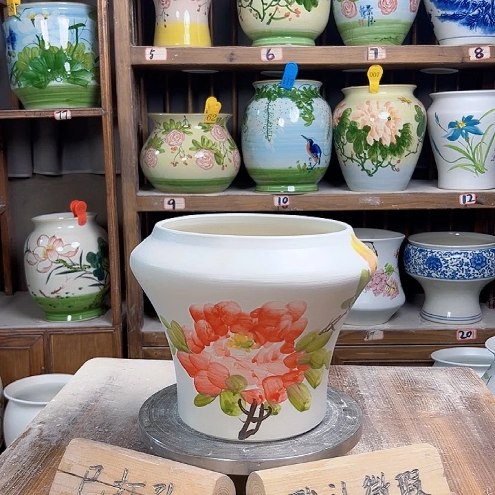 陶瓷高20口18.5牡丹陶瓷