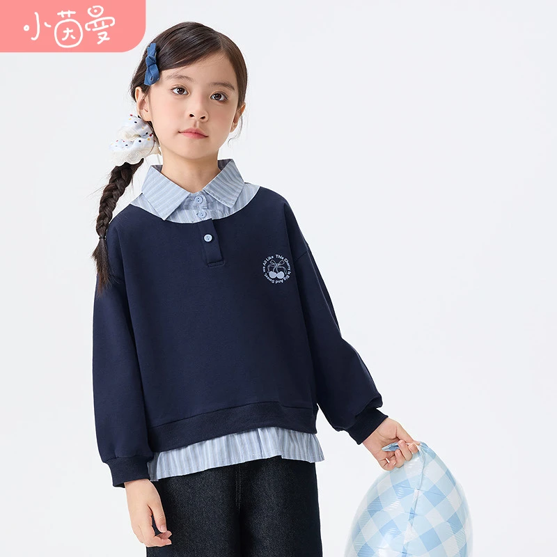 小茵曼童装女童卫衣25秋季中大童时尚休闲上衣樱桃印花GF3853359
