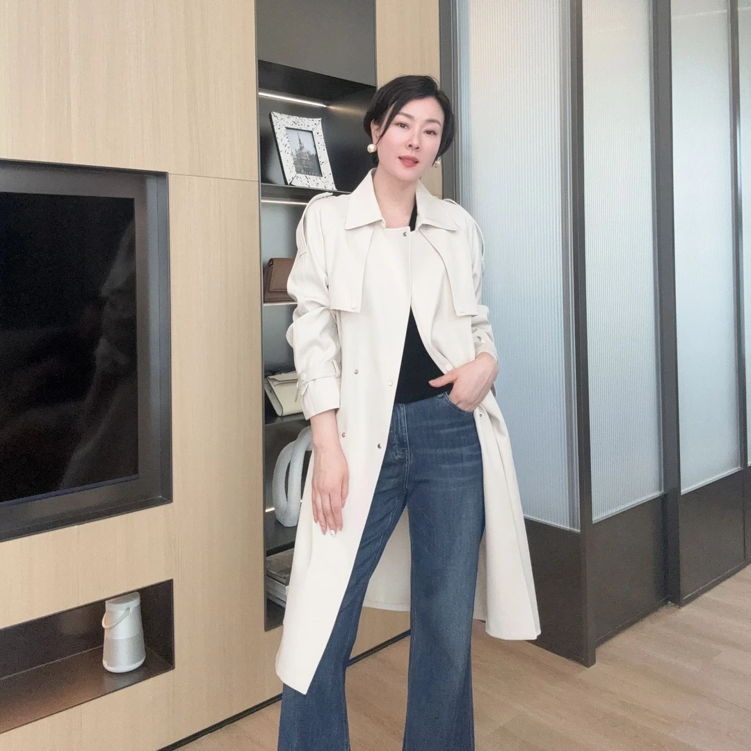 气质高阶中长款秋季长袖风衣外套X322