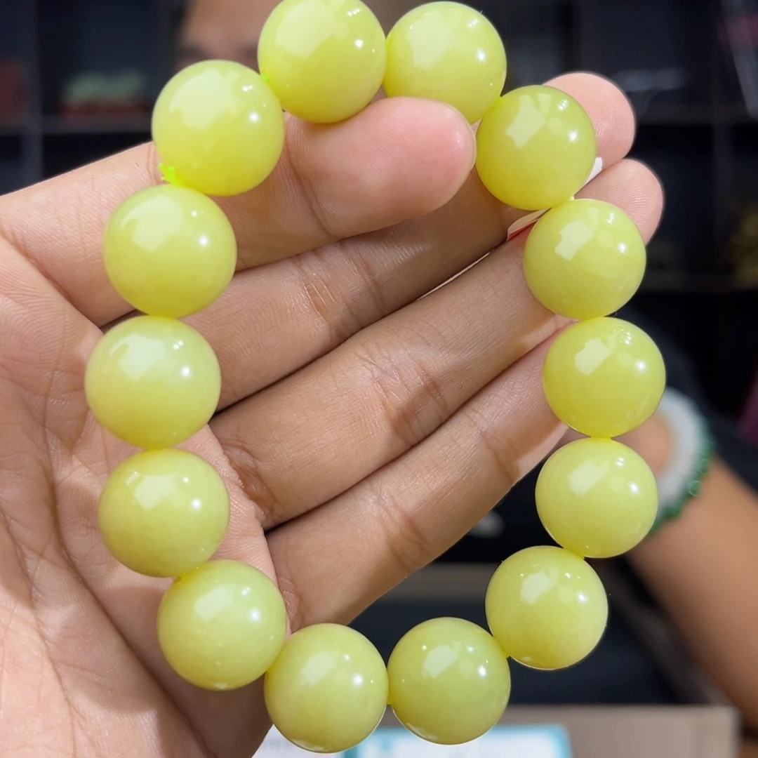 和田玉未镶嵌手串纯天然新疆若羌黄口料卡16