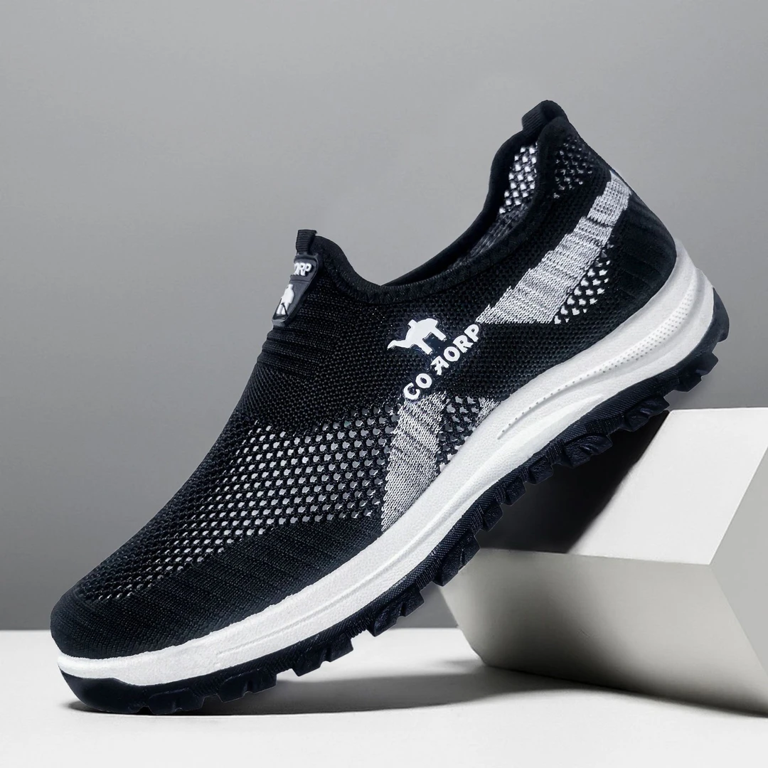 夏季老北京布鞋运动软底防滑网面鞋飞织男士透气网鞋一脚蹬休闲鞋