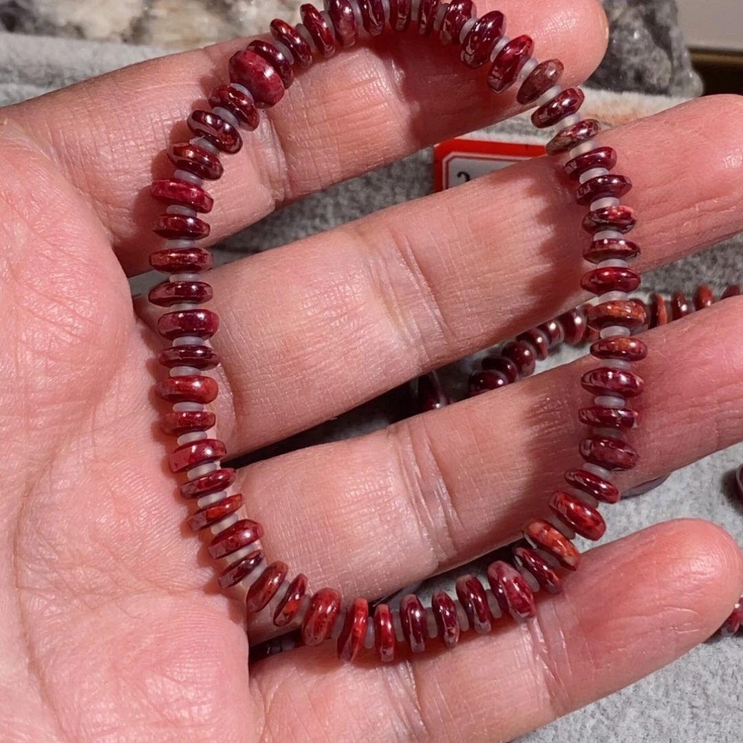 天然辰砂特价原矿算盘珠手串
