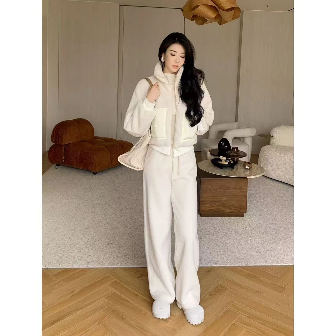 JIJINQI秋冬新款时尚休闲白色百搭宽松保暖短外套 JC12WZPT762