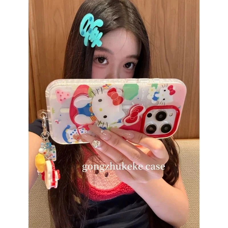 可爱卡通立体蝴蝶结猫咪贴片适用于苹果16/15promax/iPhone14pro