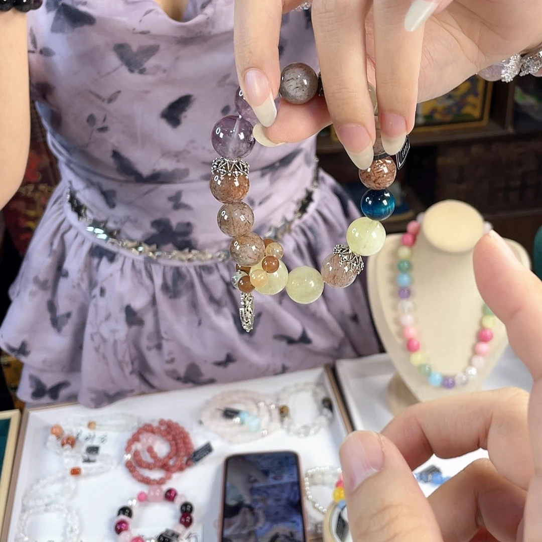 水晶手链银S925镀金镶嵌