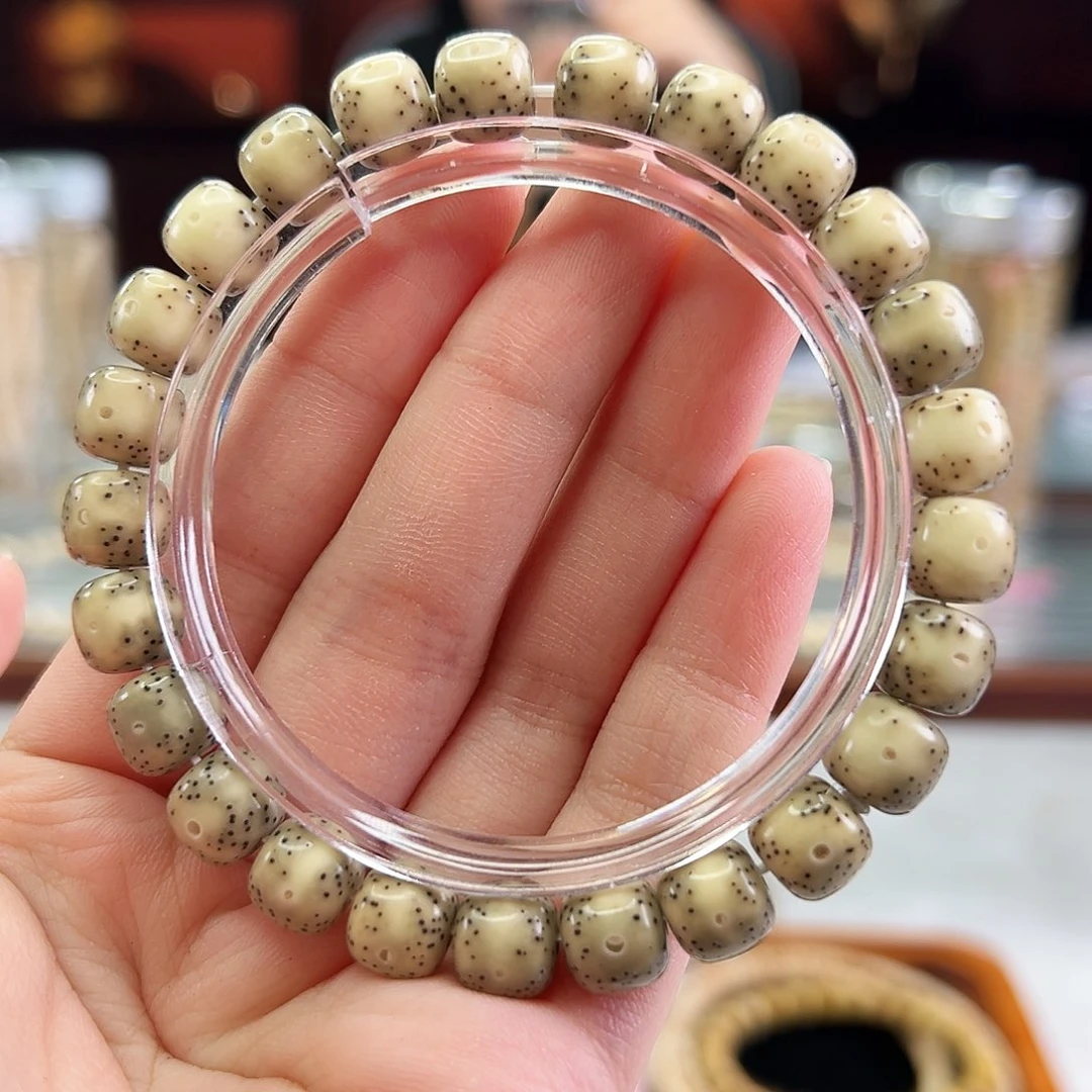 手串星月菩提Fqh9*8玉化青花瓷 通体留白 颗粒星