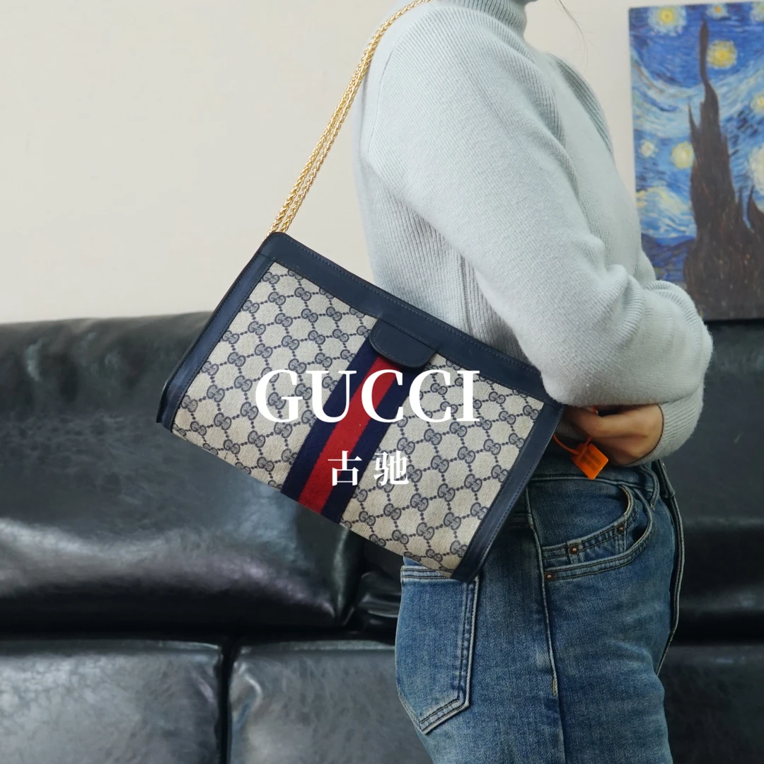 95新 GUCCI/古驰 蓝花夹子包/FYJJ12611534/1534