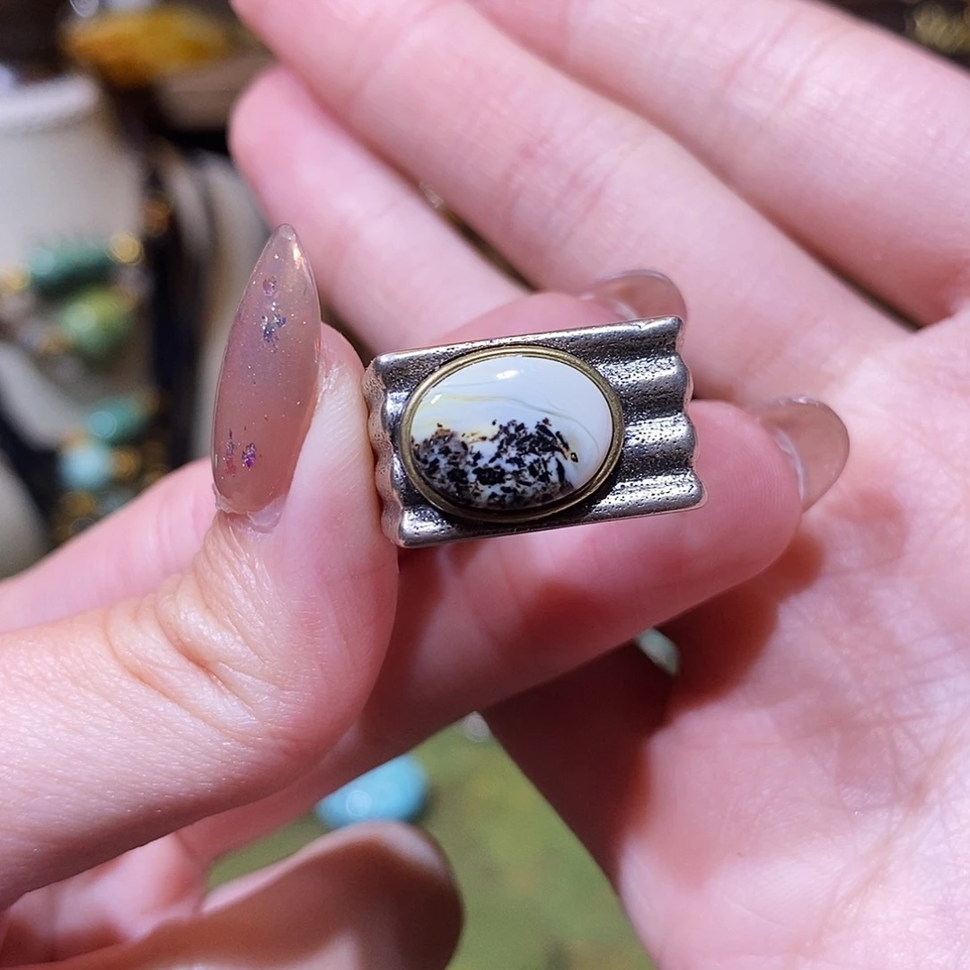 琥珀银S925镶嵌戒指迷***妈