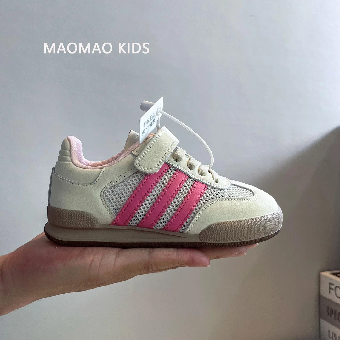 巴拉AJ真皮德训鞋儿童2025新款夏季板鞋女童鞋子网鞋网面透气运动