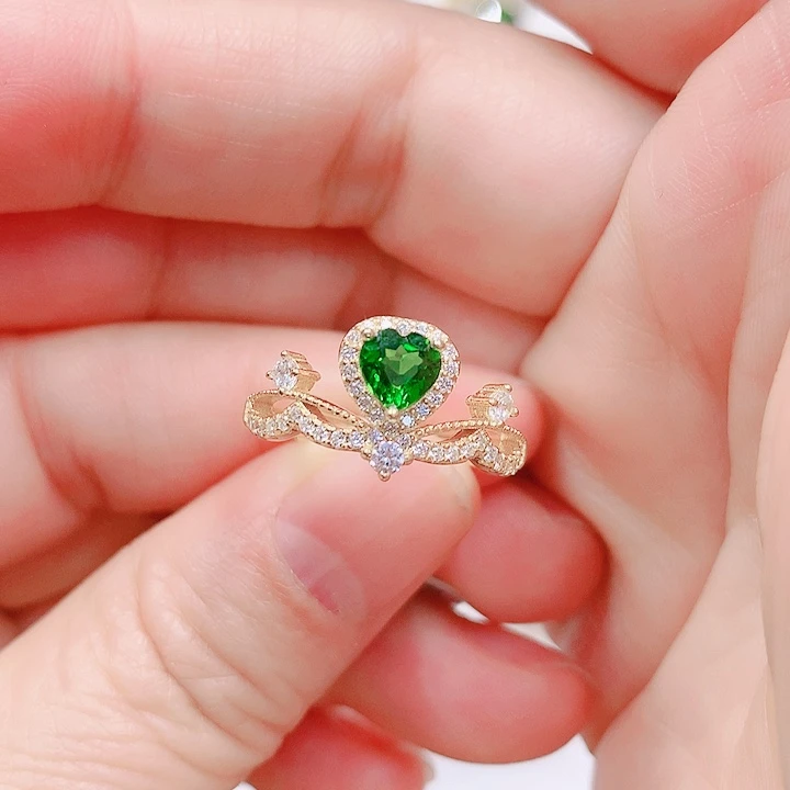 透辉石戒指银S925镶嵌