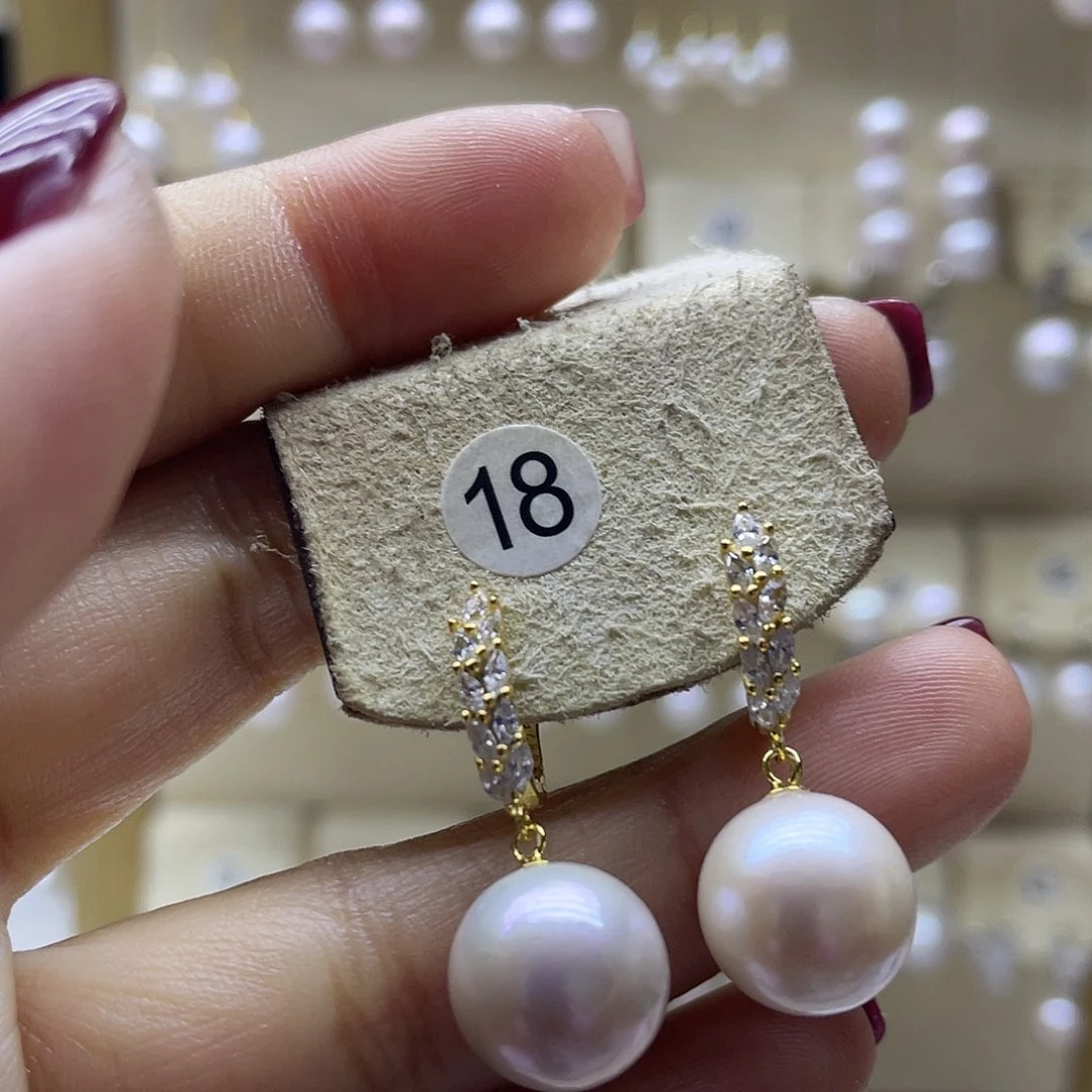 淡水珍珠耳饰银S925镶嵌