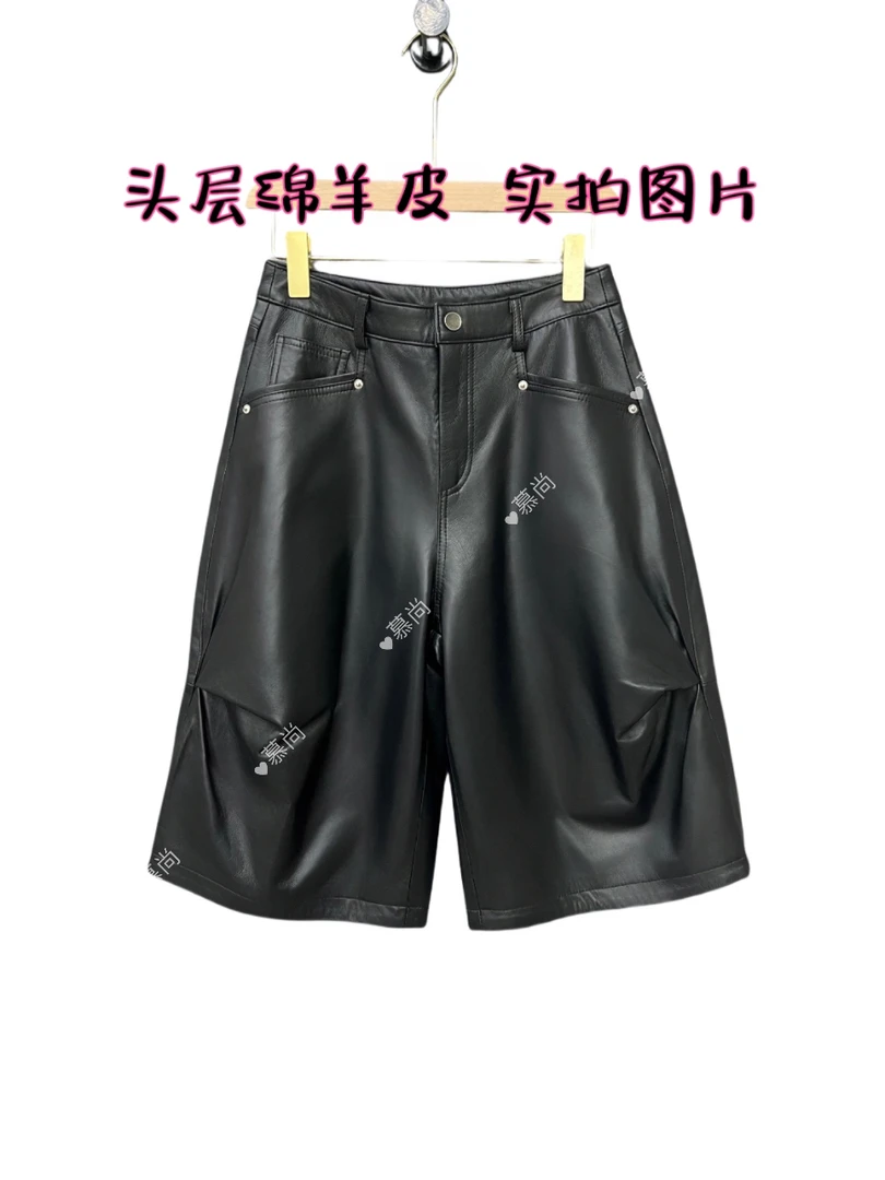 短裤春夏夏季皮裤个性轻奢高腰黑色高腰女士松紧短裤