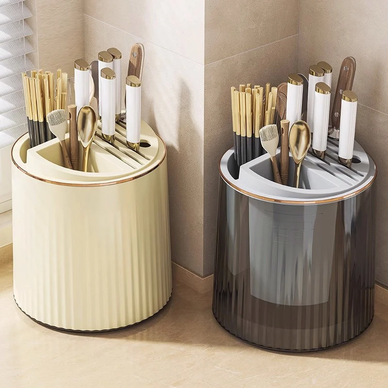 厨房多功能置物架刀筷一体架2025新款筷子刀具收纳层架台面旋转刀