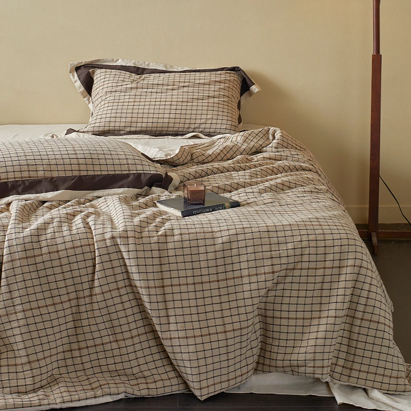 夏季单件空调被丨夏凉被四件套纯棉裸睡薄款中古风提花可机洗床品