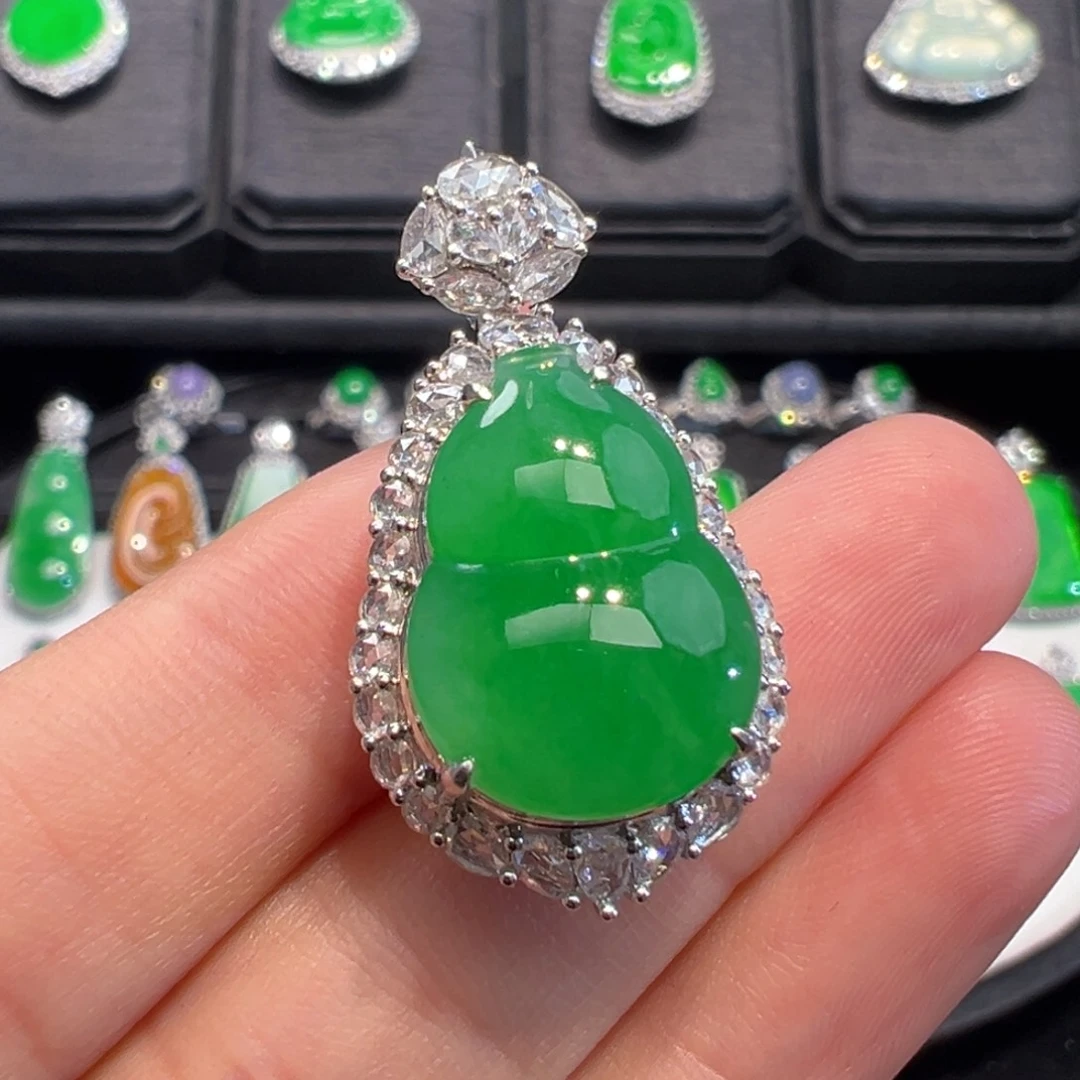 翡翠18K金镶嵌吊坠(不含链)收到货48小时鉴赏期