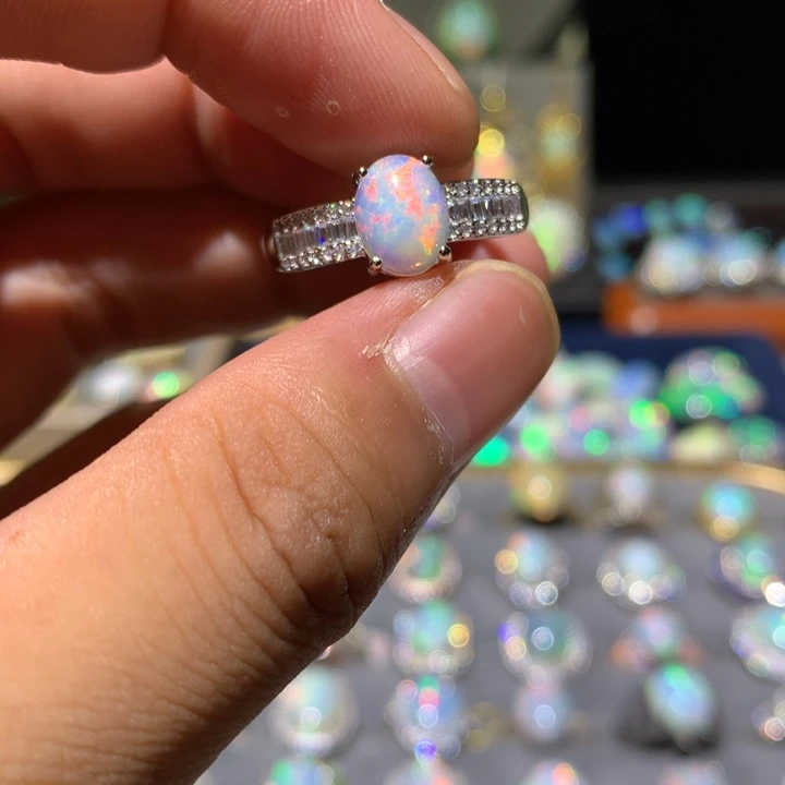 欧泊银S925镶嵌欧泊戒指