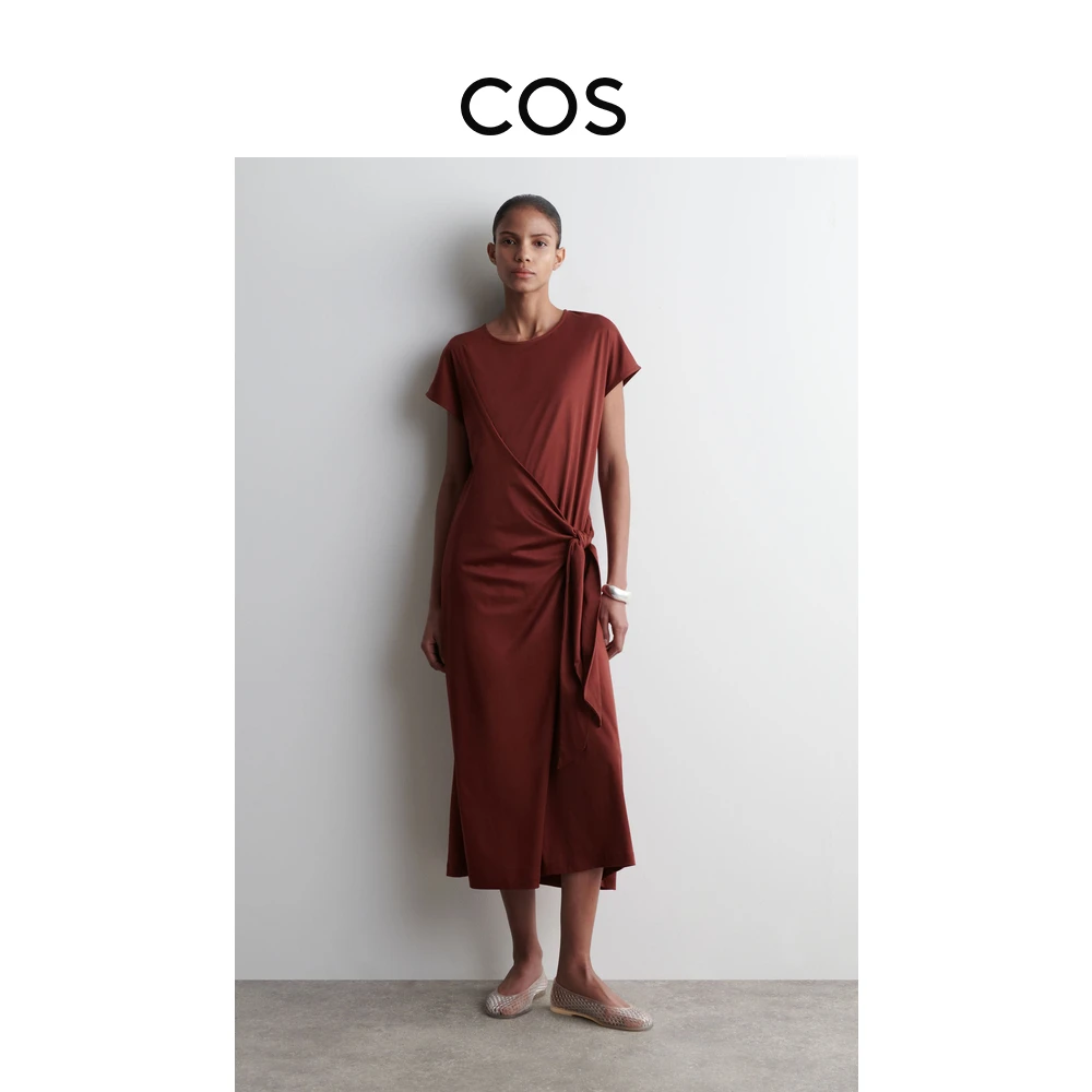 COS女装 标准版型围裹式T恤连衣裙朱红色2025夏季新品1282374002