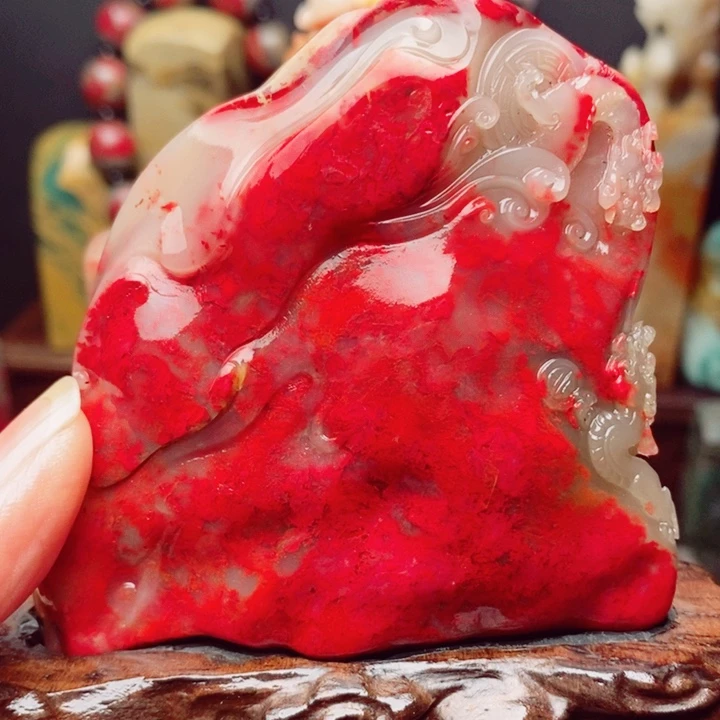 明***浩昌化鸡血石鸡血石摆件