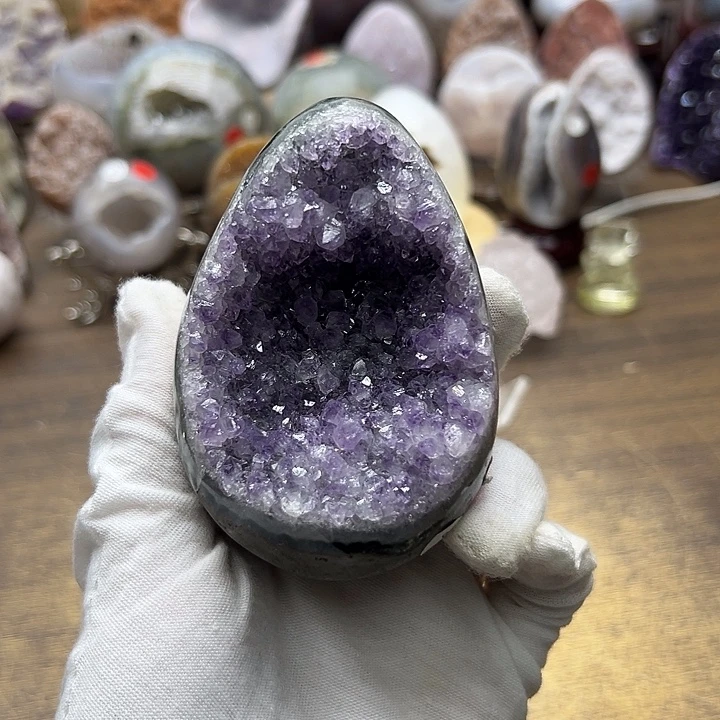 水晶未镶嵌珠宝半成品原皮紫水龙蛋