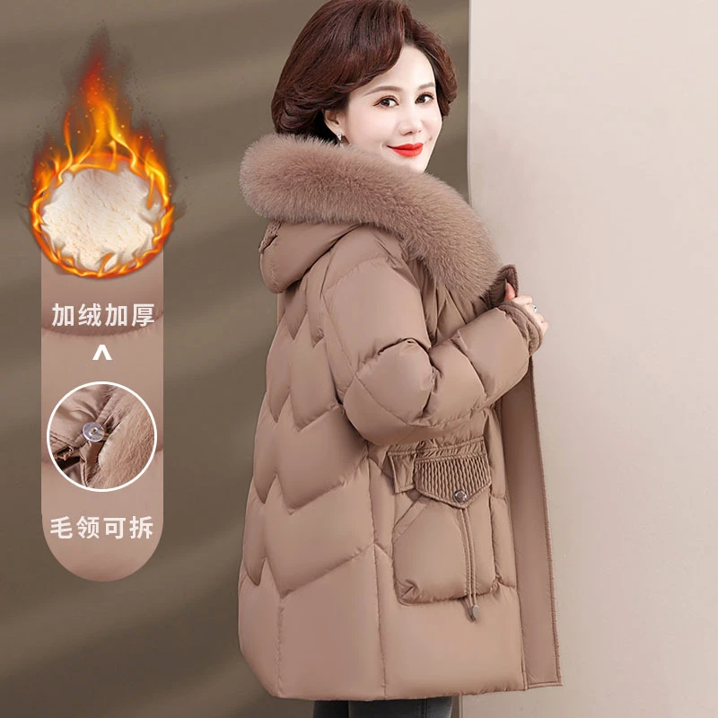 妈妈装棉袄冬装外套60岁70高档棉服中老年人女款冬季加绒加厚棉衣