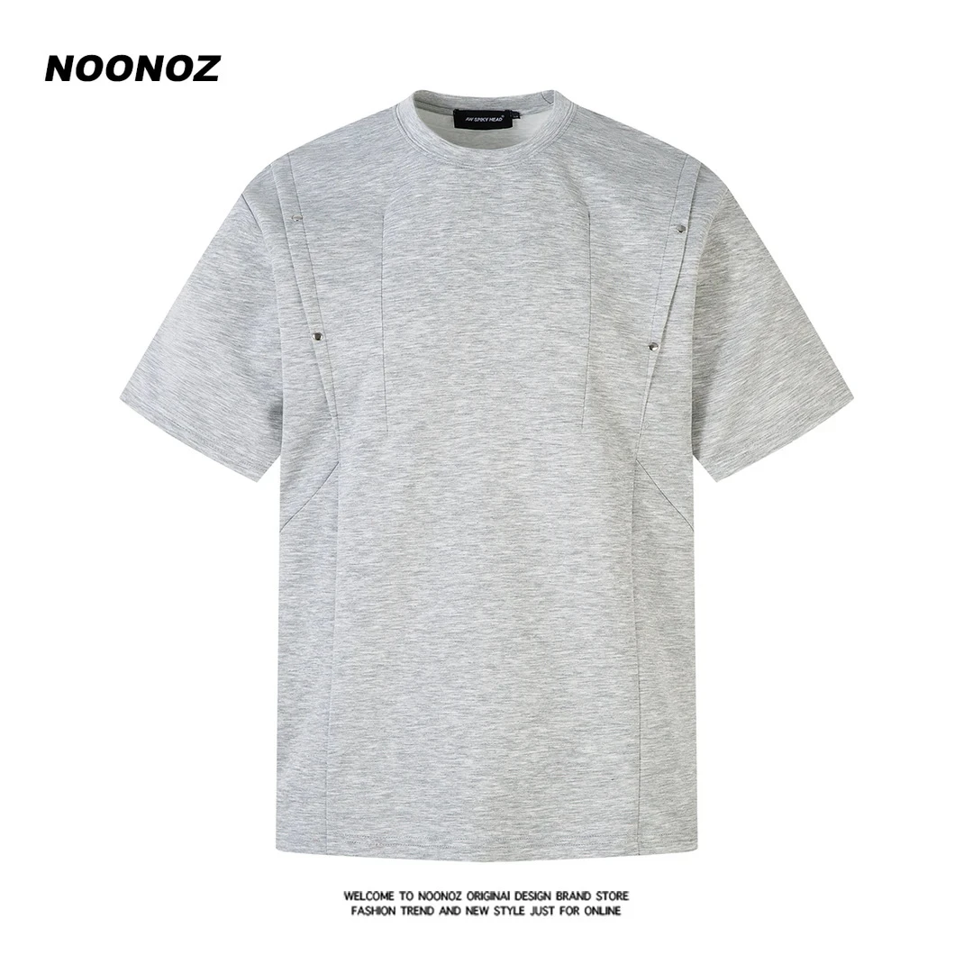 潮牌美式复古解构铆钉褶皱短袖T恤男夏季宽松型重磅圆领半袖上衣