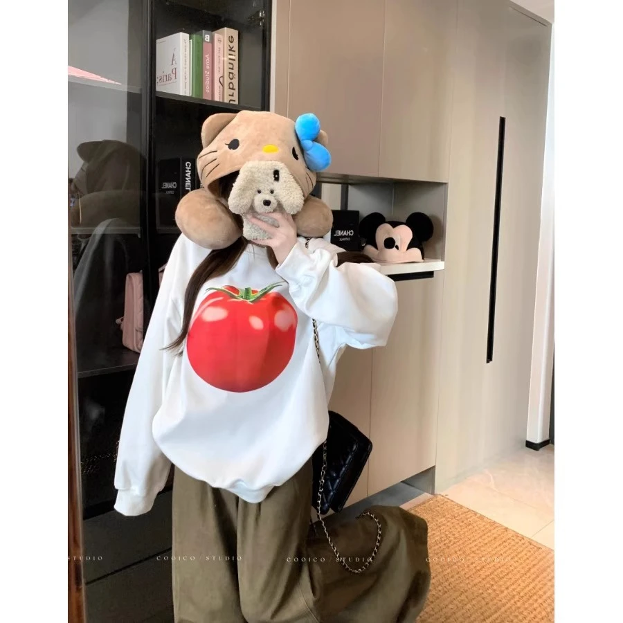 韩系休闲慵懒风卫衣绒衫女秋季2025新款女宽松设计感百搭长袖上衣