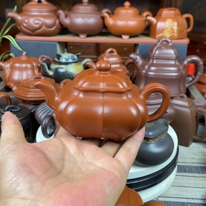 茶壶紫砂筋纹传炉260cc原矿赵庄朱泥特价