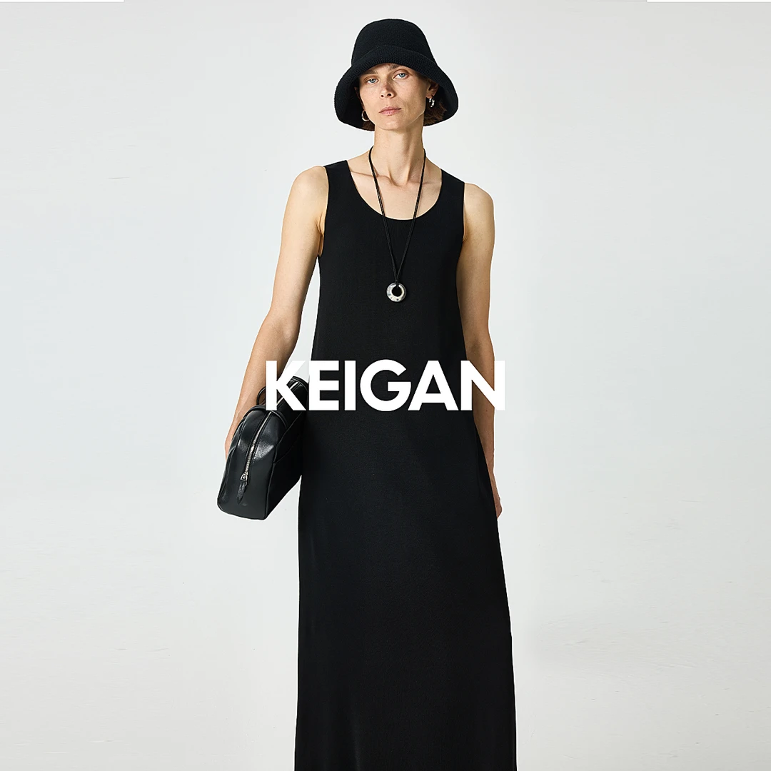 KEIGAN/开间夏季轻盈细腻光泽重磅极简纸片人显瘦无袖针织连衣裙