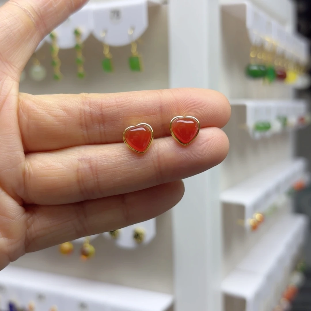 银S925镶嵌耳饰玛瑙/玉髓