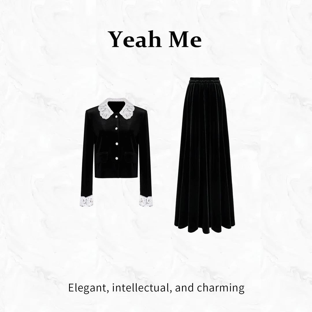 Yeah Me/也觅【秋日初恋】秋季新款轻奢慵懒感穿搭显瘦半身裙套装女