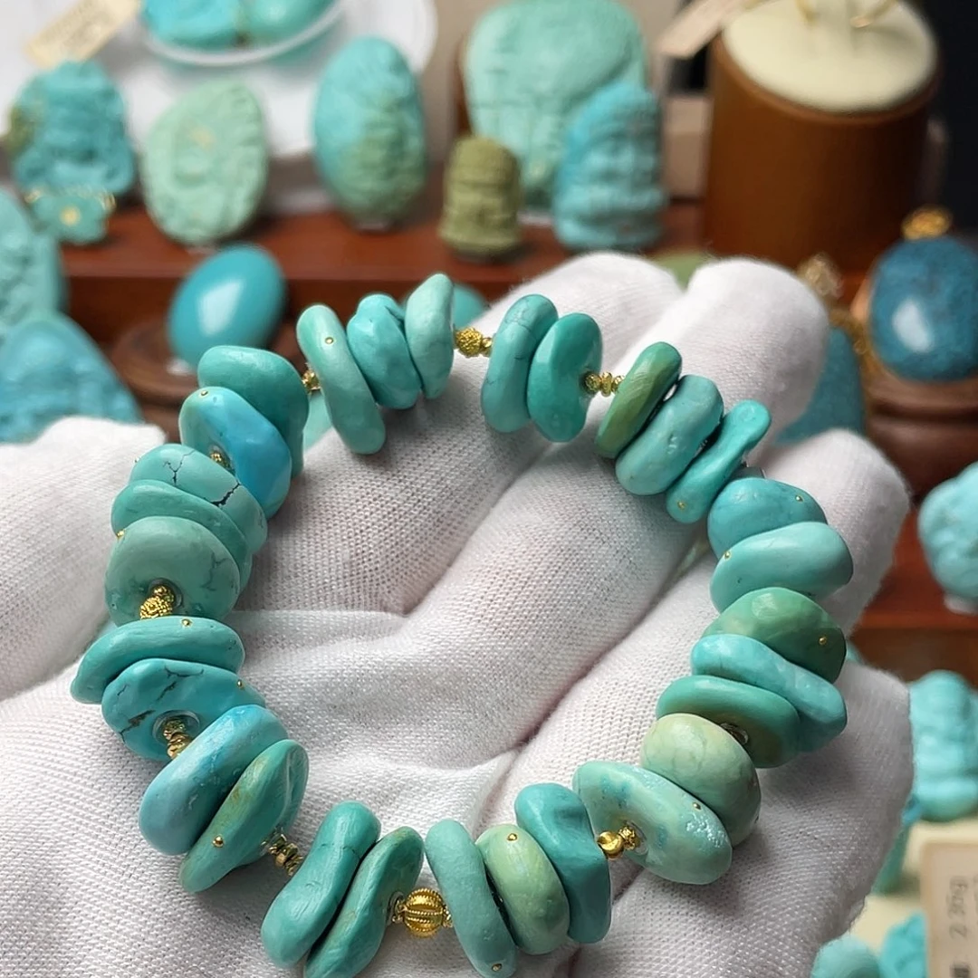 绿松石珠宝奇石18K金镶嵌