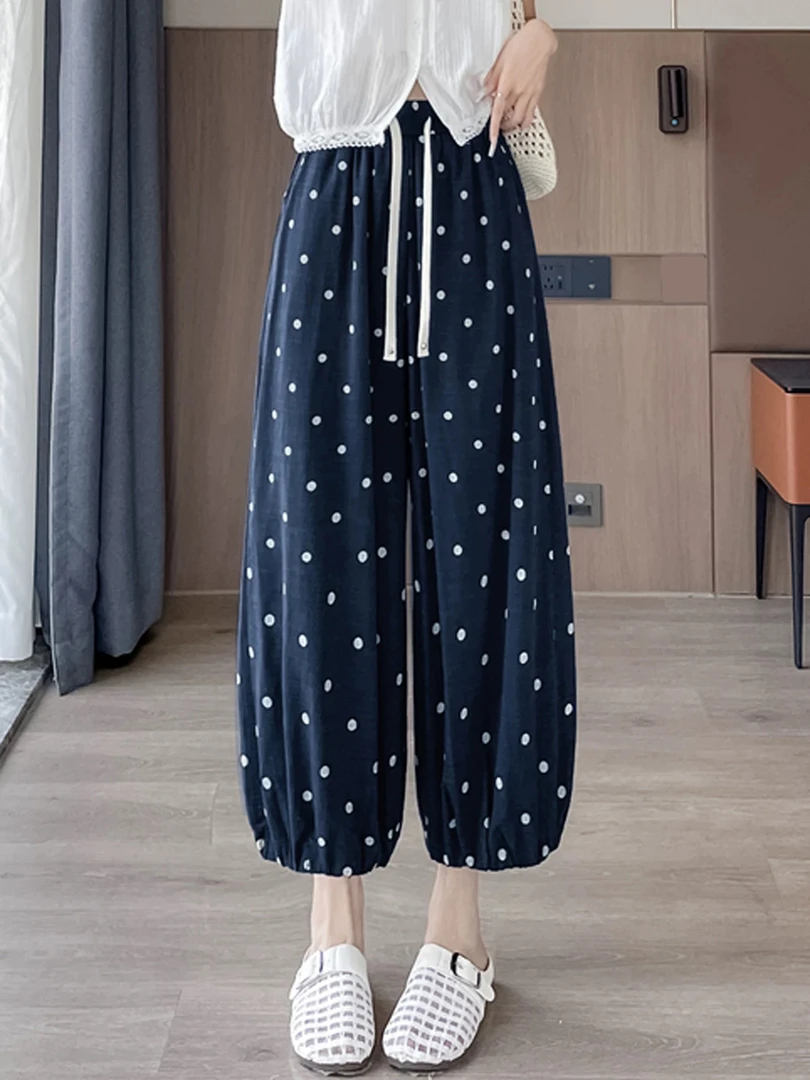 【小白姐姐】夏季新款特色款波点裤松紧裤脚设计