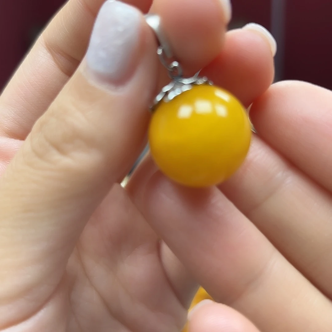 银S925镶嵌吊坠(不含链)蜜蜡吊坠