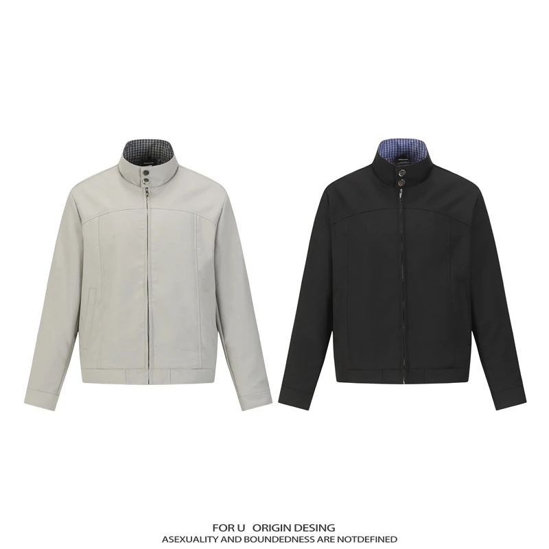 FOR U 原创国潮美式复古高街痞帅外套秋冬新款宽松立领夹克上衣