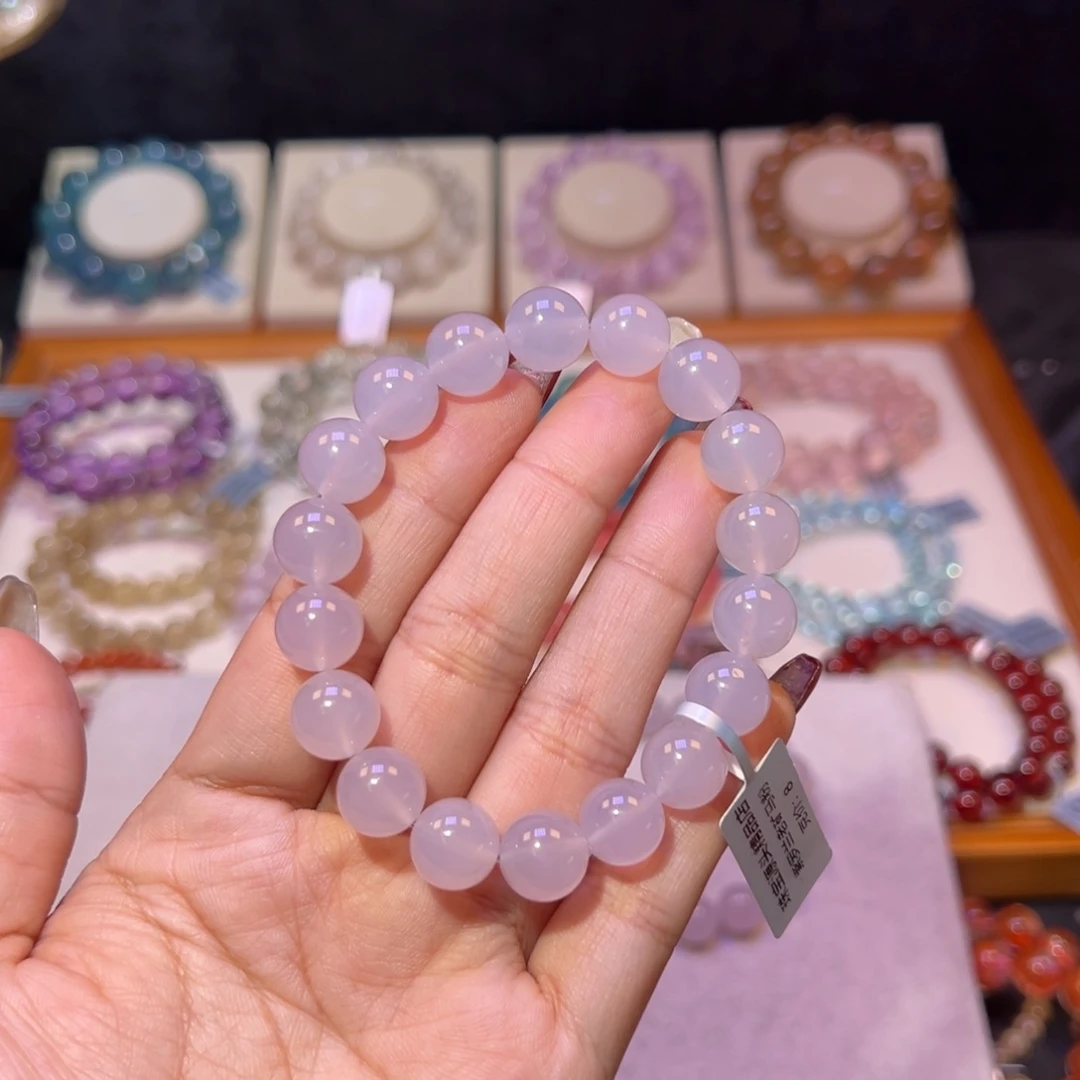 水晶手串未镶嵌小****我紫罗兰马粉10.7m m