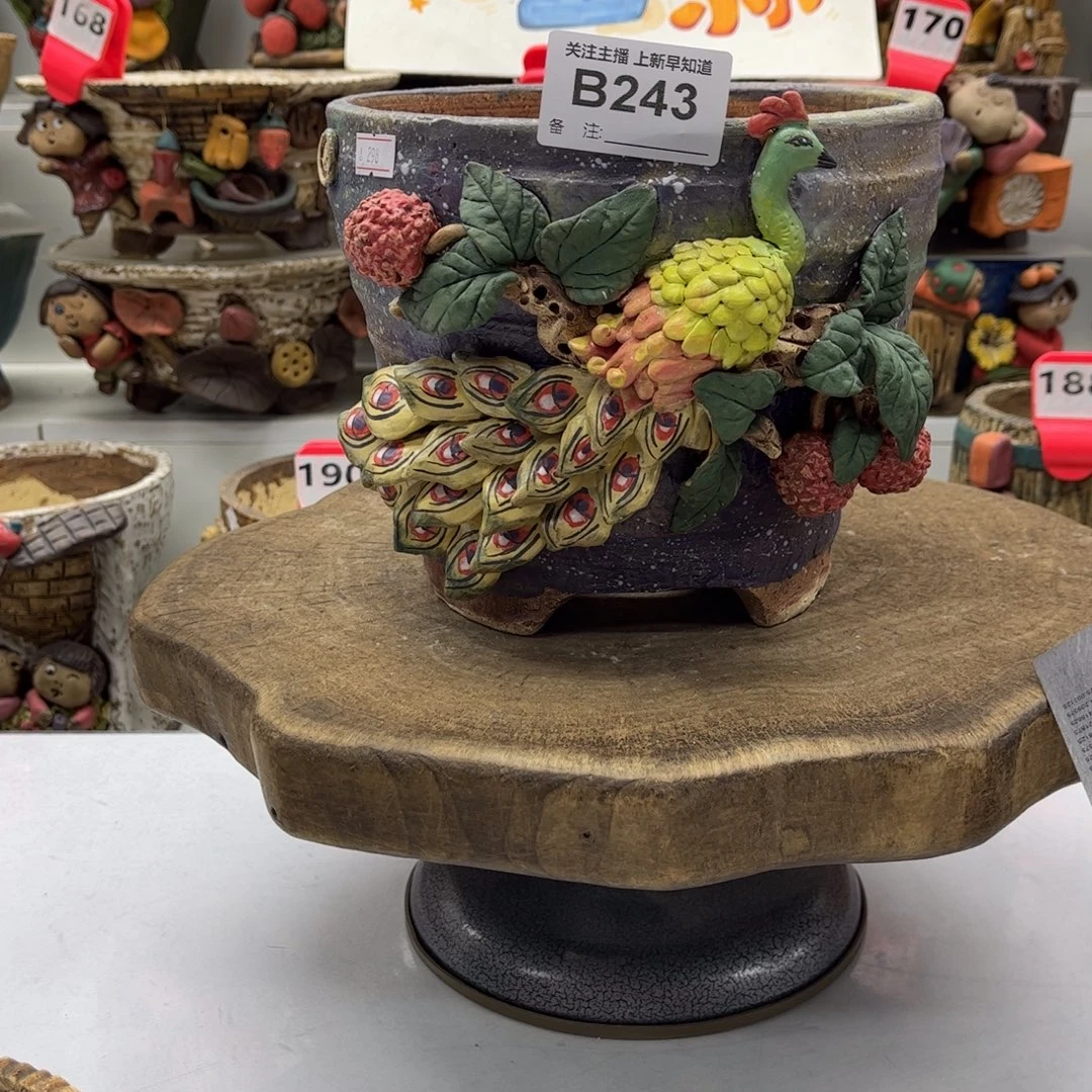 花盆243白狐花盆手捏