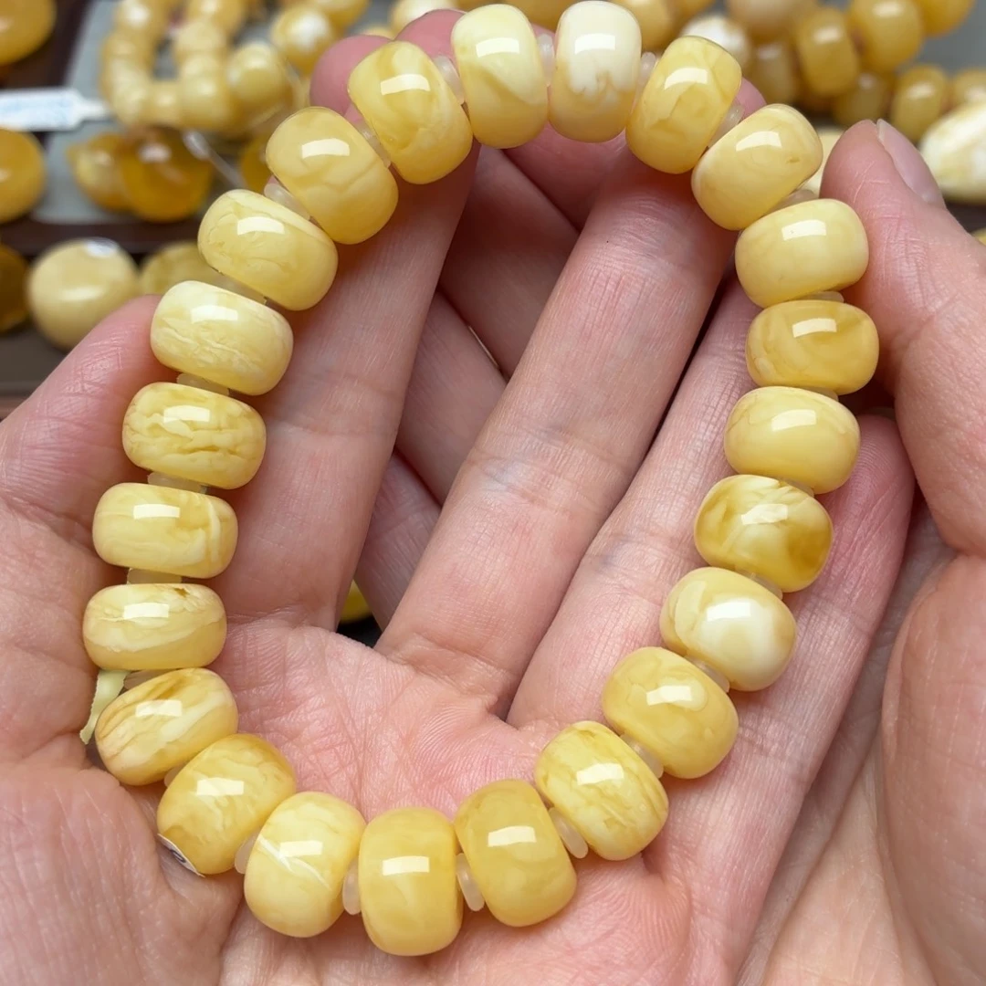 琥珀未镶嵌裸石蜜蜡13+浓蜡墩子串