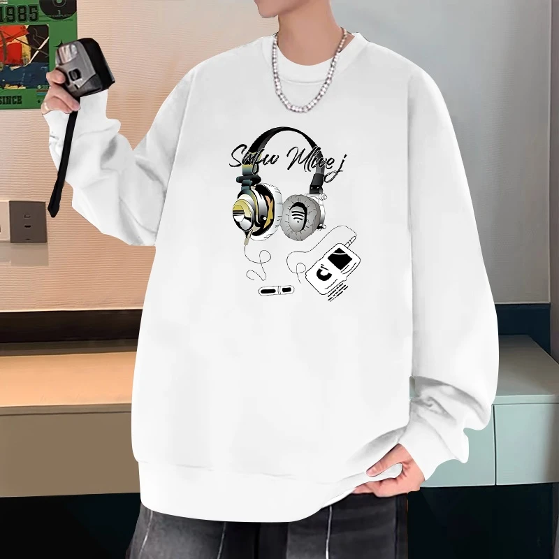 2025新款圆领卫衣男款潮流美式春秋季宽松大码长袖上衣学生打底衫