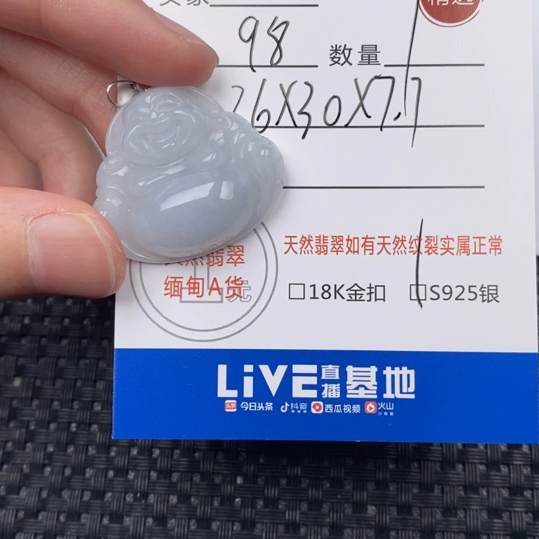 w***n翡翠银S925镶嵌颈饰吊坠