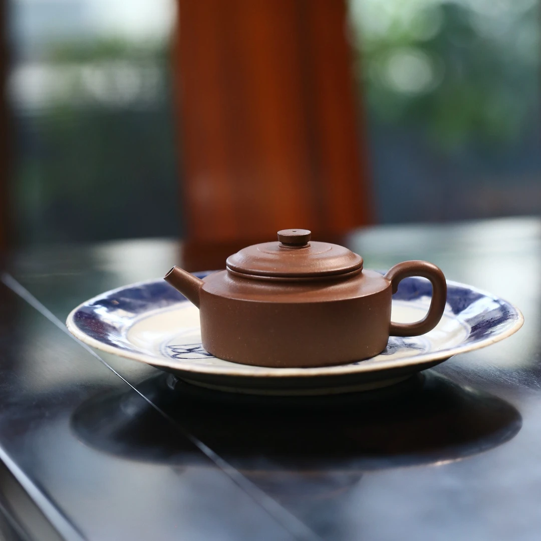 闲舍 许博 扁钟壶 原矿紫泥135cc纯手工紫砂壶