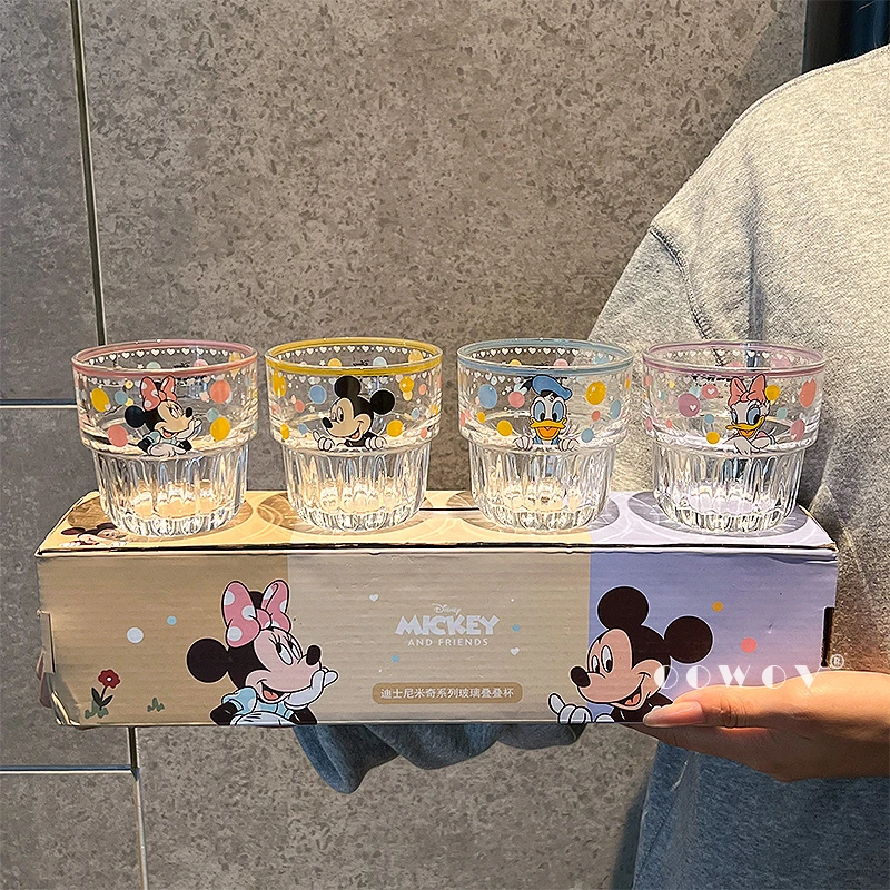 米奇联名玻璃杯新款水杯女高颜值家用牛奶咖啡杯情侣杯子生日礼物