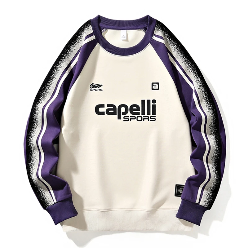 男装：潮牌圆领拼接休闲打底卫衣2025