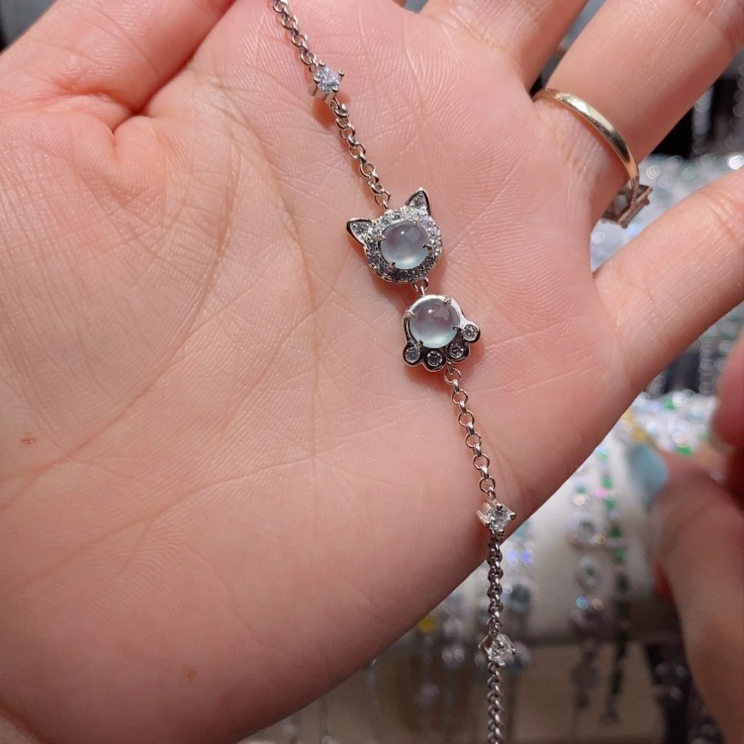 银S925镶嵌手链翡翠