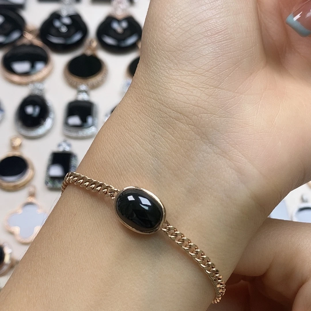 翡翠18K金镶嵌手链