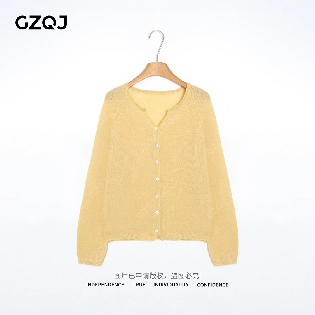 老琴私服【晨釉云绒】 山羊绒羊驼毛长袖针织开衫毛衣女7954