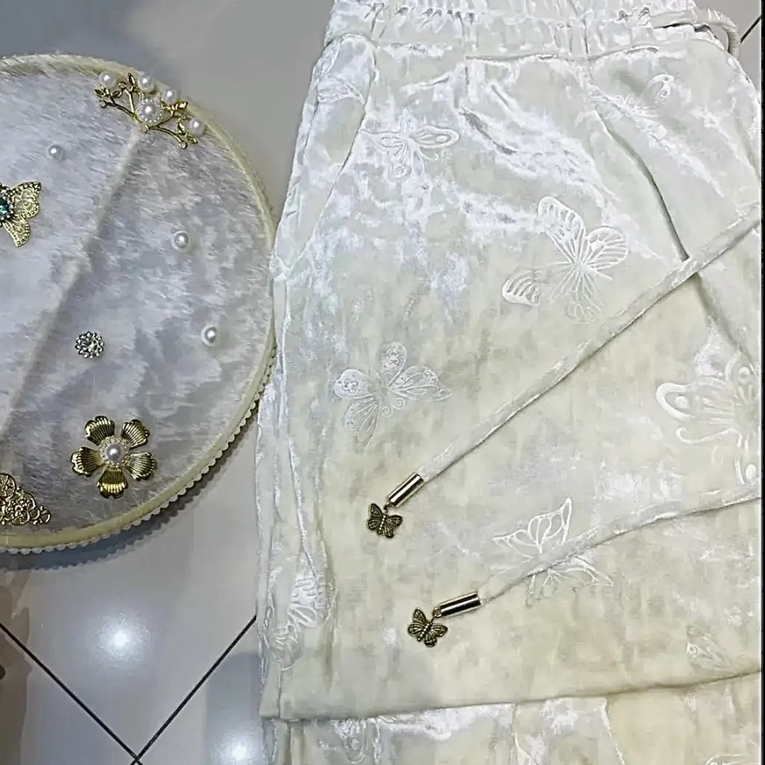 【钻石绒蝴蝶裤】春款显瘦直筒长裤时尚显瘦显腿长钻石绒遮肉女裤