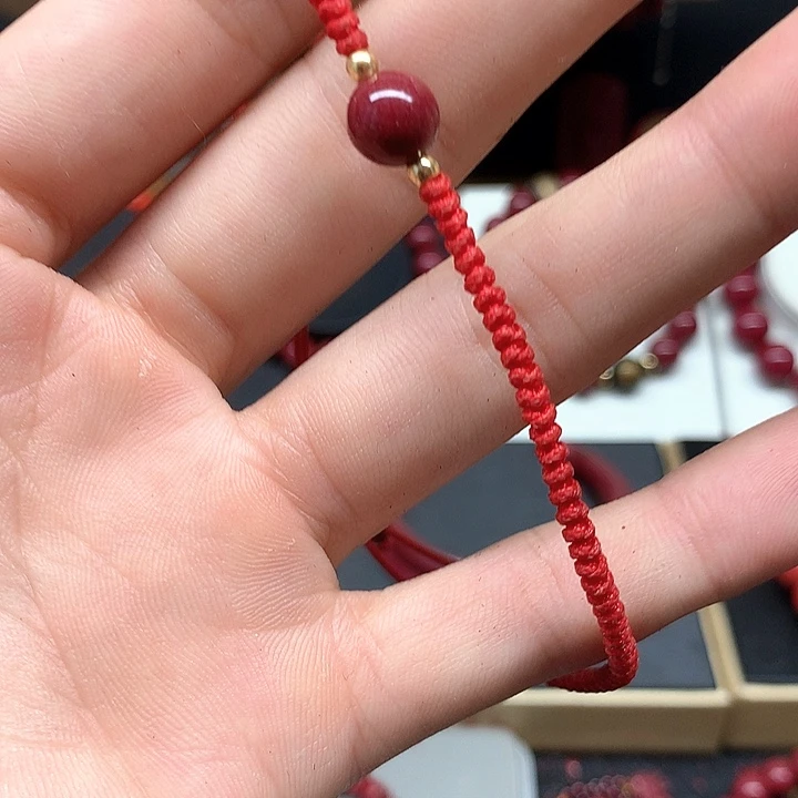 天然辰砂手工绳相思豆