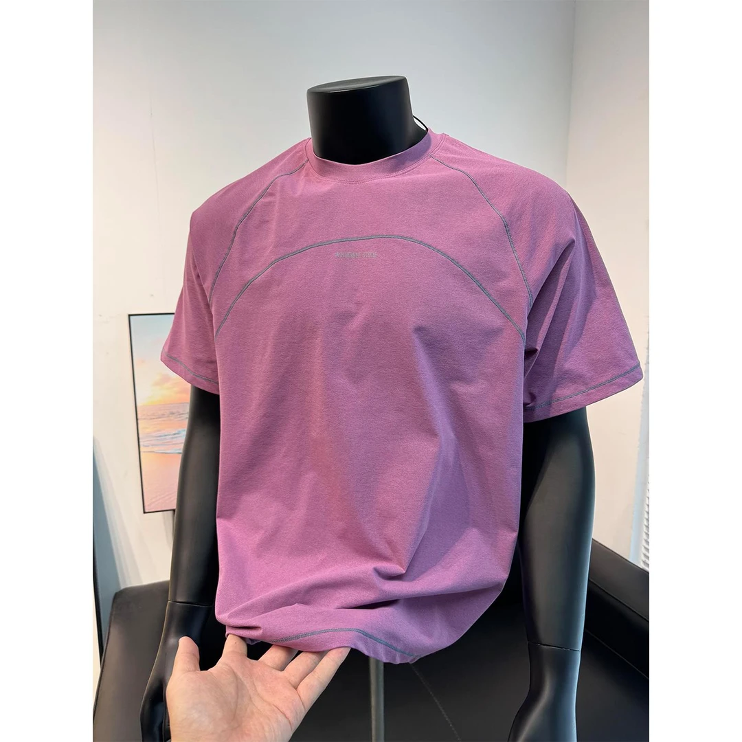 香芋紫冰丝速干短袖男款夏季薄款户外防晒抗菌t恤跑步骑行运动服