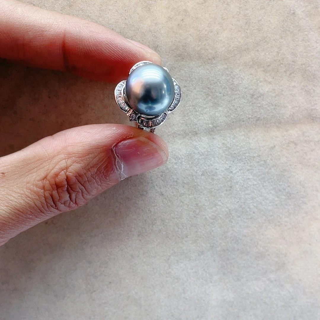 海水珍珠戒指银S925镶嵌